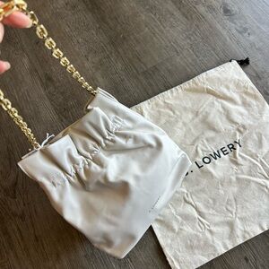 Made in USA Italian Leather Shoulder Bag with Gold Chain Strap